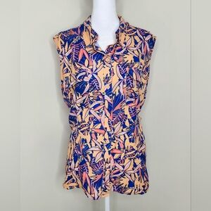 Silver Bait Women's Tropical Sleeveless Button Down UPF 50 Fishing Shirt Top XL